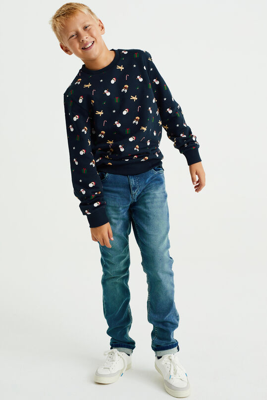 Jongens sweater met kerstdessin, Donkerblauw