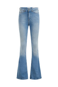 High rise super wide flared jeans met stretch, Lichtblauw