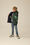 Jongens gewatteerde reversible jas met colourblock., Donkergroen