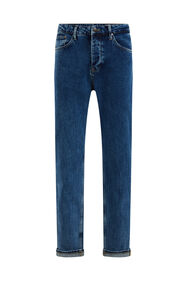 Heren tapered fit jeans met comfort-stretch, Donkerblauw