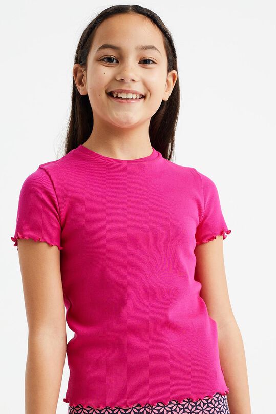 Meisjes T-shirt met ribstructuur, Roze