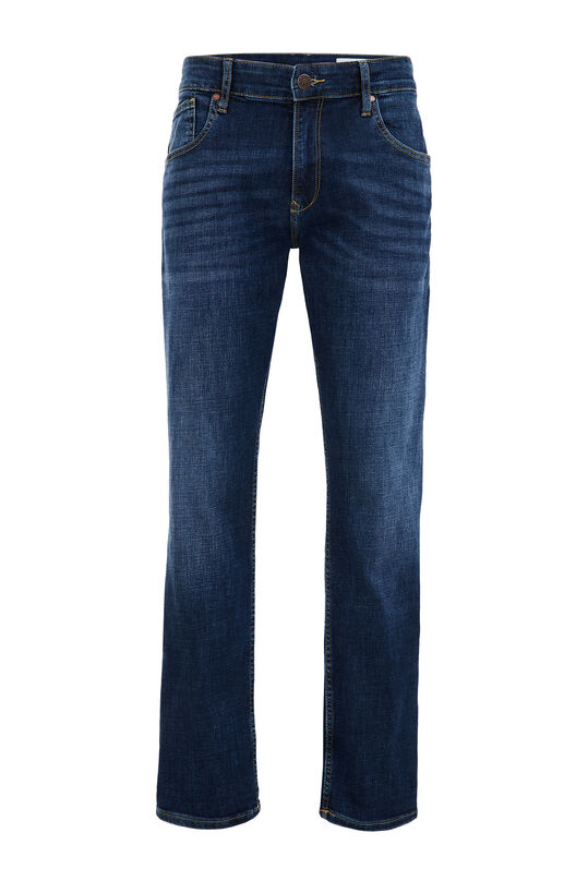 Heren regular fit jeans met comfort-stretch, Donkerblauw