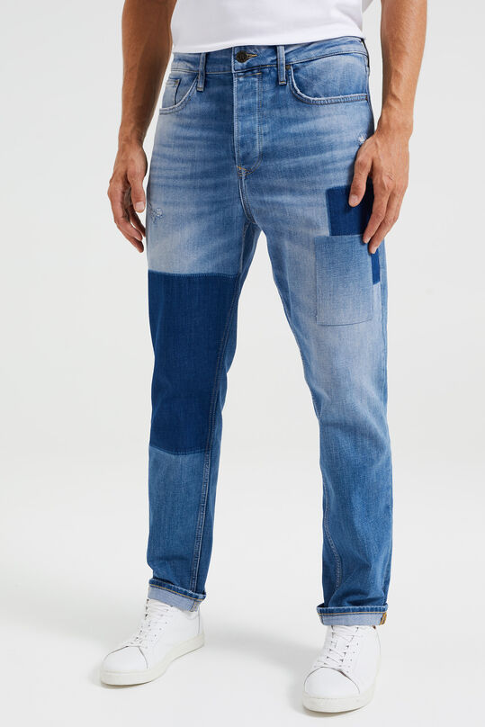 Heren tapered fit jeans met comfort stretch, Blauw