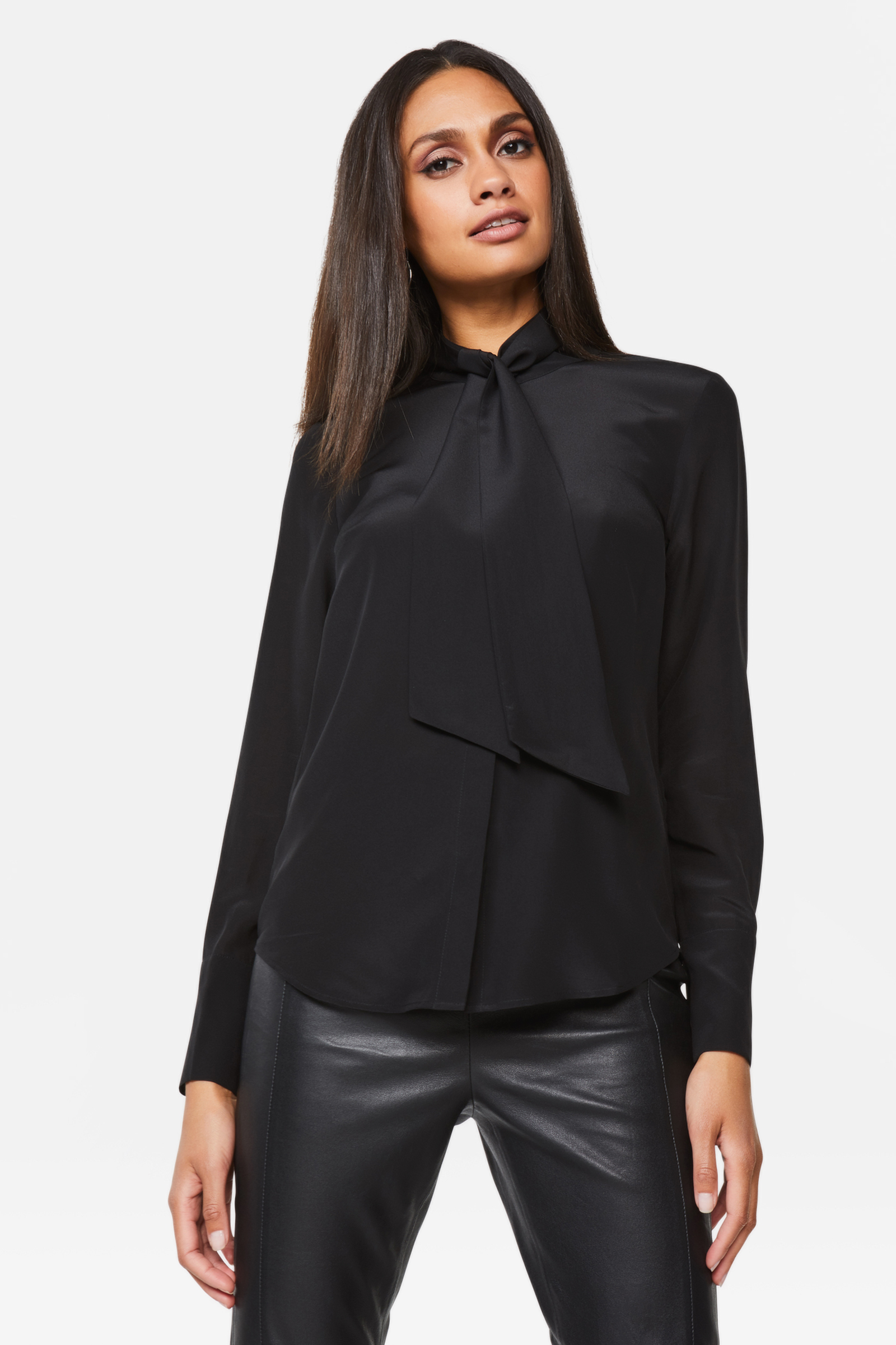 Georges Rech Zijden blouse zwart casual uitstraling Mode Blouses Zijden blouses 